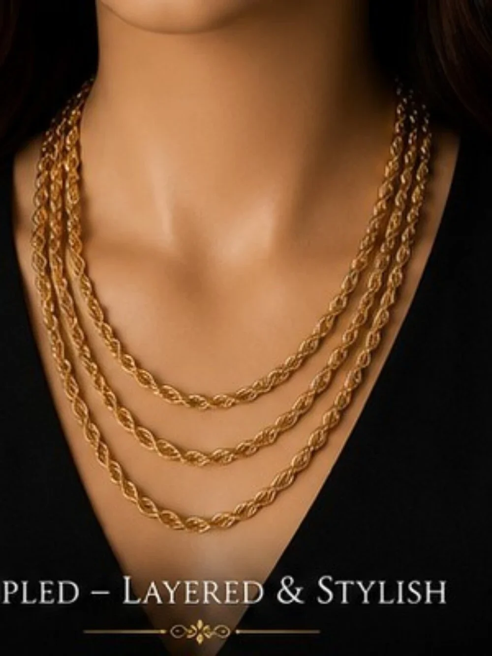 Vintage Napier Signed 50” Gold Tone Rope Chain Long Layering Necklace